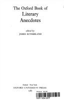 The Oxford Book of Literary Anecdotes