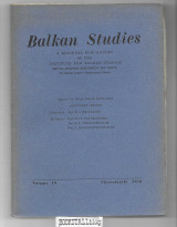 Balkan Studies Vol. 19 No. 1 : A biannual publication of the Institute for Balkan Studies
