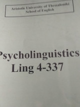 Phycholinguistics Ling 4-337