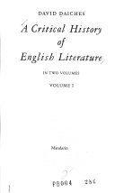 A Critical History of English Literature: From the beginnings to Milton