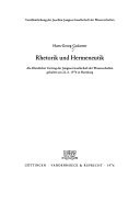 Rhetorik und Hermeneutik